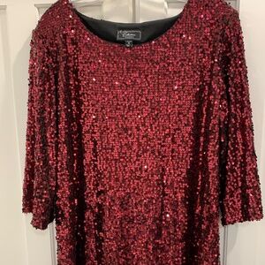Stunning Red Sequined Top by Dressbarn Size 16